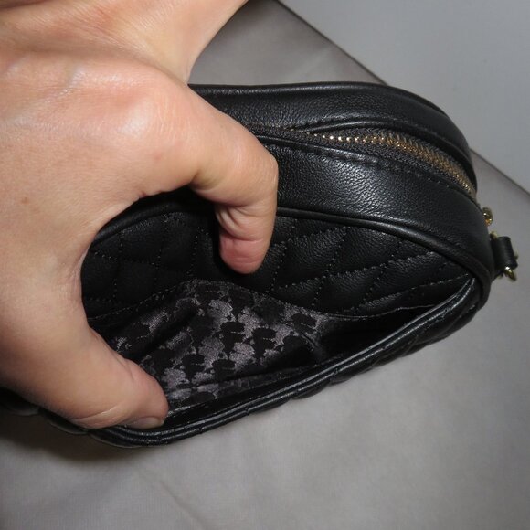 Karl Lagerfeld Paris Quilted Heart Kosette Leather Crossbody Bag Black - Picture 13 of 17